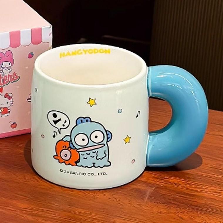 도넛 머그컵 세라믹 캐릭터컵 570ml 대용량 뚜껑 머그 찻잔