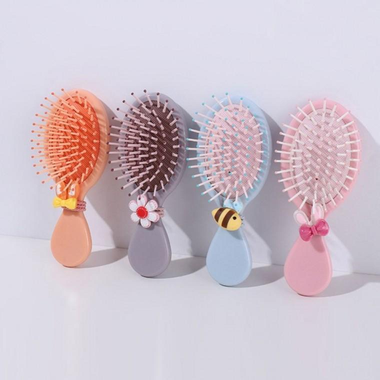 러블리 캐릭터 밴드 휴대용 컬러풀 미니 헤어 브러쉬