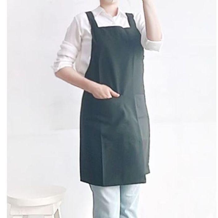 투톤 앞치마 어린이집 카페 예쁜 원피스 앞치마 블랙