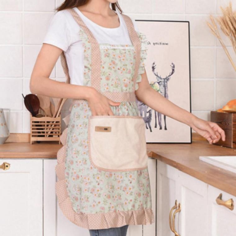 카페 앞치마 핑크 방수 플라워 꽃무늬 예쁜 주방 꽃집 프릴
