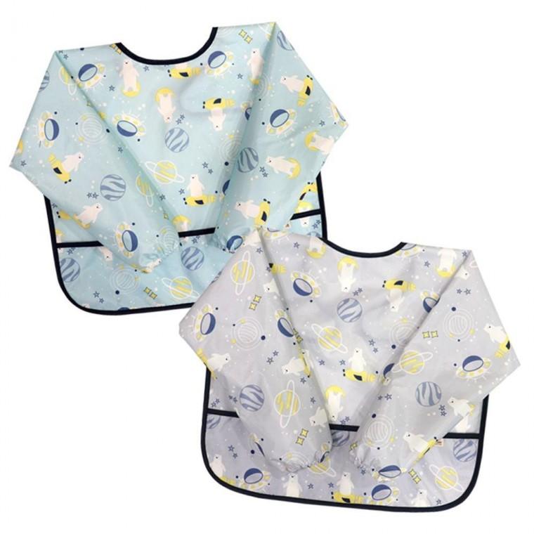 유아동 방수 미술 가운 긴팔 전신 놀이 앞치마 백곰