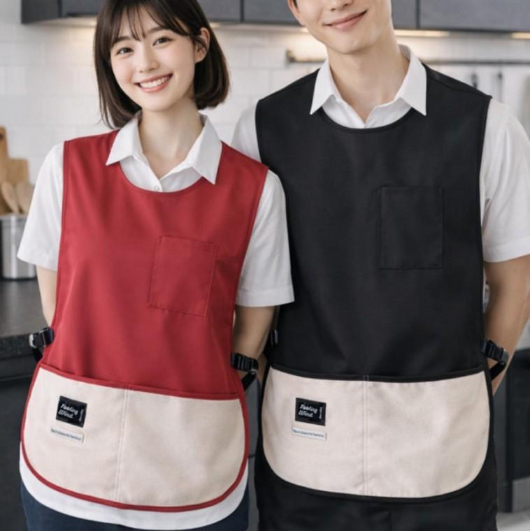 방수 카페 어린이집 주방 조끼 버클형 핸드 타올 앞치마