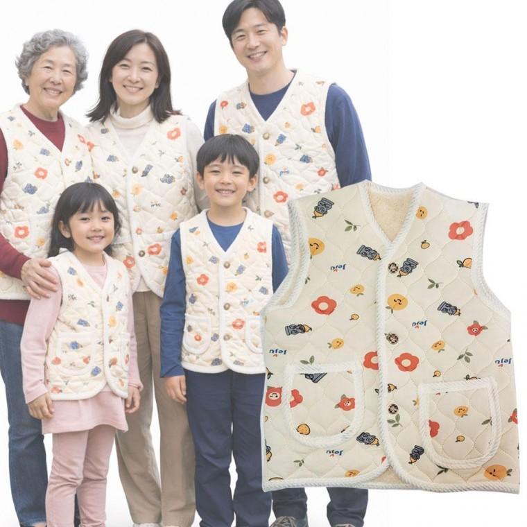 패밀리룩 어린이 아동복 제주 감귤조끼 꽃무늬조끼 누빔조끼 촌캉스 시골