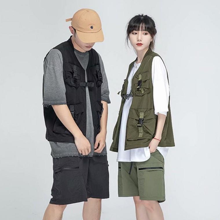 쪼끼 남녀 카고 조끼 패션 스트릿 포켓 레이어드