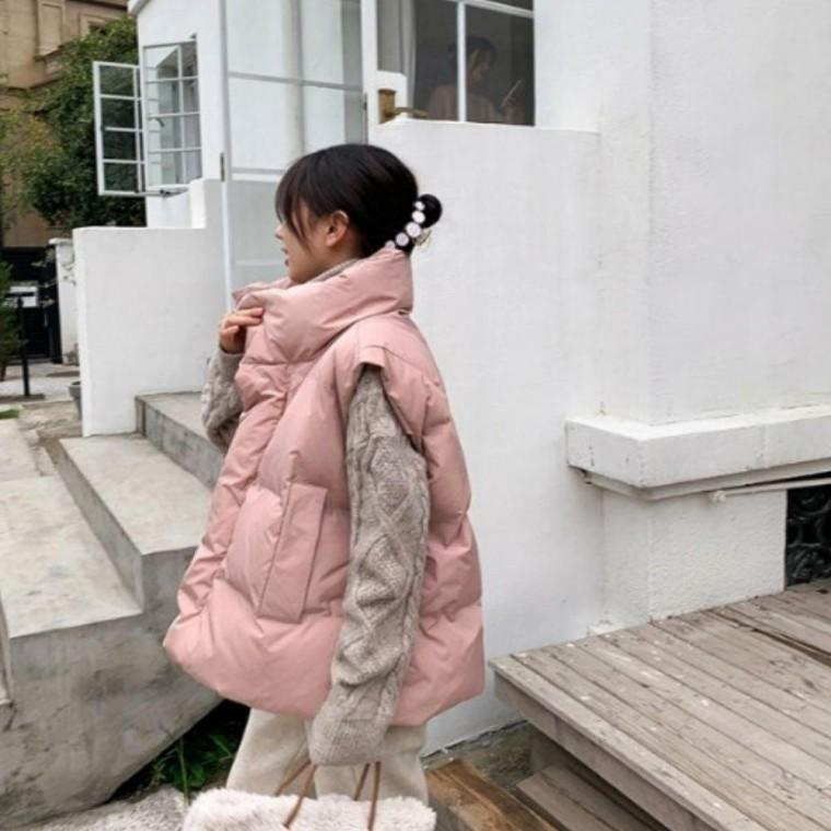 여유핏 데일리 오버핏 하이넥 패딩조끼 패딩베스트