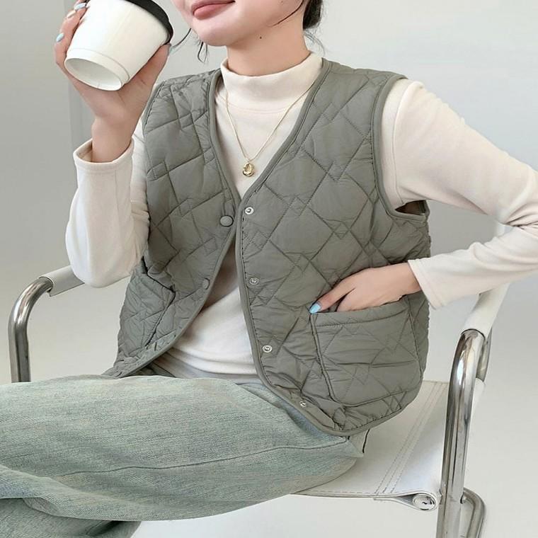 포켓 경량 3color 가을 세미기모 겨울 패딩조끼 여자
