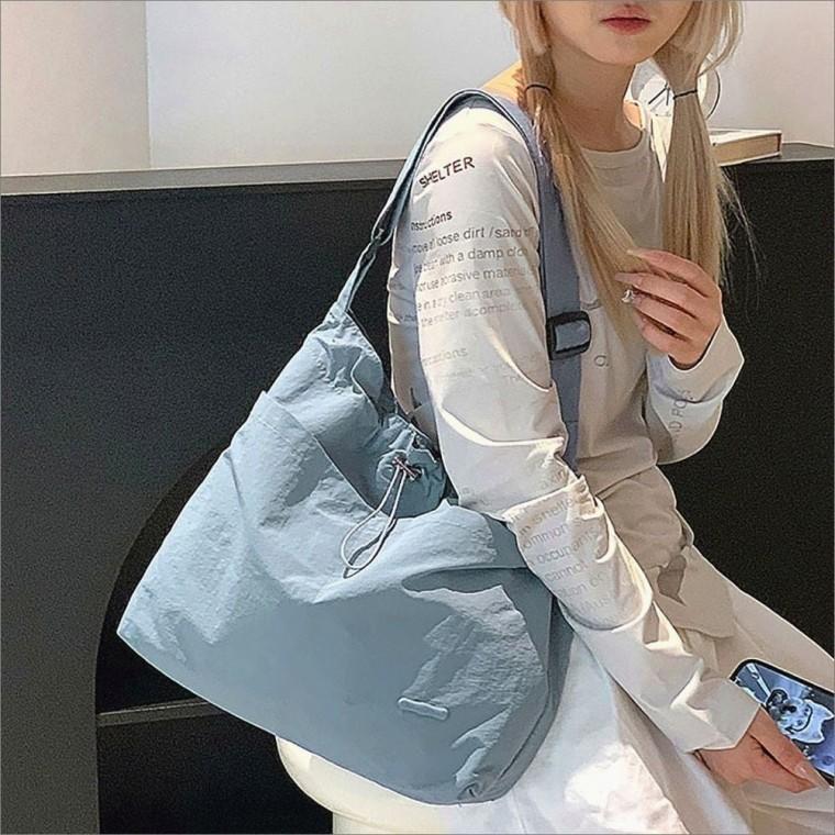 토트 여자 전면포켓 가방 크로스백 스트링 마그네틱 나일론