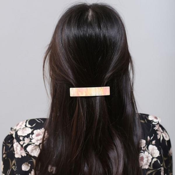 헤어핀 마블자동헤어핀 엔젤슈슈 마블 네모 자동 핑크