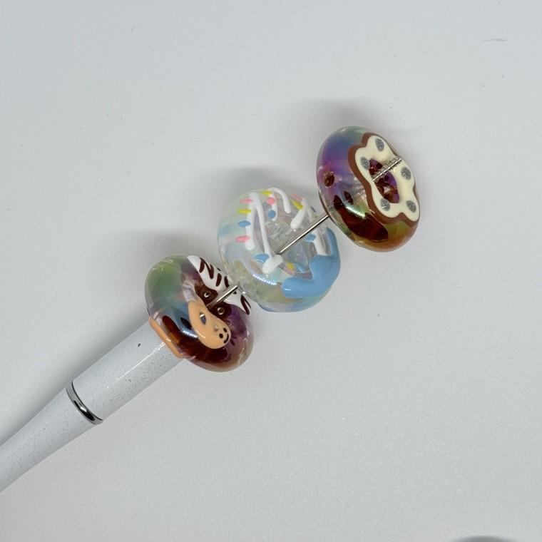 볼펜꾸미기 볼꾸 동대문 꾸미기 DIY 캐릭터 알록달록 미니 파츠 도넛 링 디저트 빵 베이커리