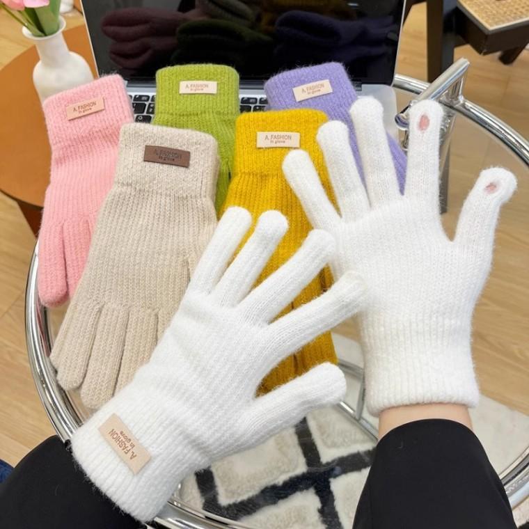 에이코어 여성용 오픈 핑거 니트장갑 겨울 방한 스마트폰 터치 따뜻한 패션 2개 한세트