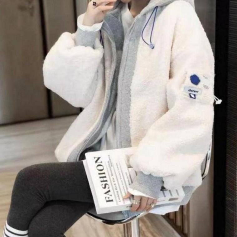 여성 겨울 양털 자켓 후리스 레이어드 뽀글이 후드 점퍼 남자패딩 숏패딩 겨울 울자켓 남성 경량패딩 여성