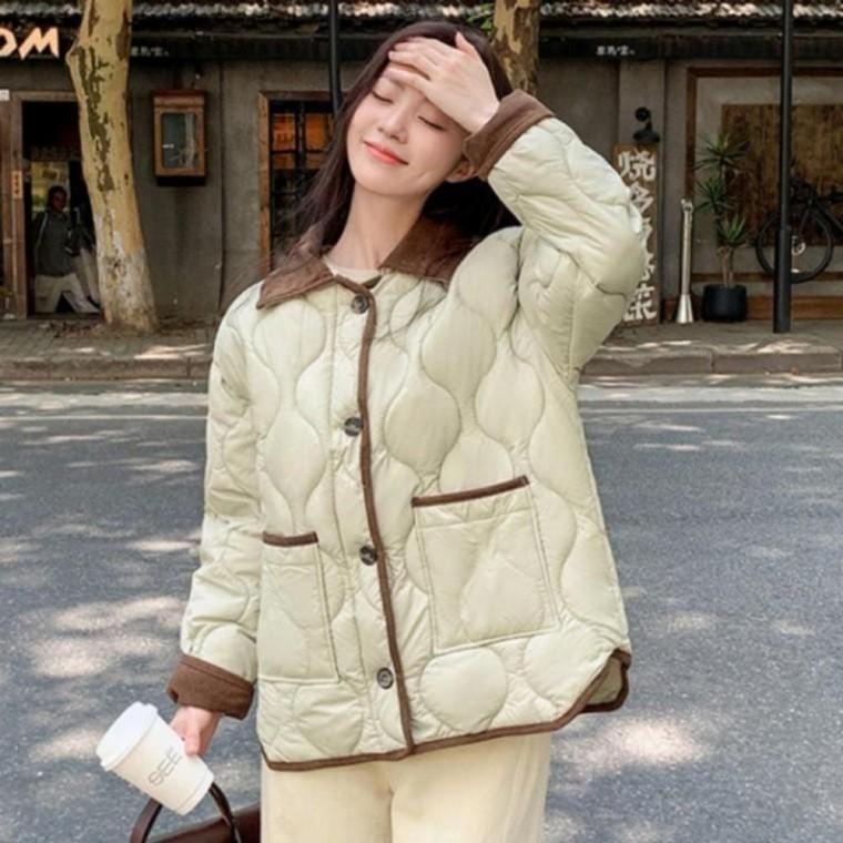 여성 겨울 점퍼 코듀로이 퀼팅 골덴 배색 누빔 패딩 패딩 남성 겨울 다운 남자 여성 기모 점퍼 롱 숏