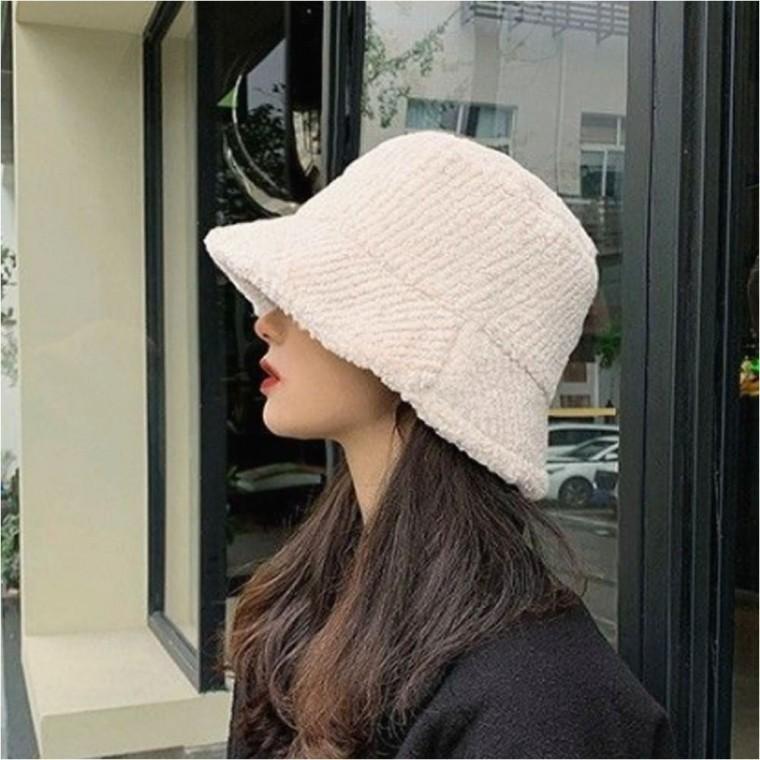 여자 램스울 버킷햇 벙거지 모자 보온 패션 겨울 3컬러