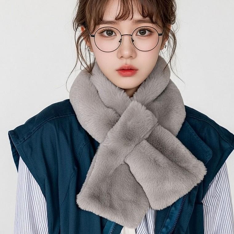 겨울 여성 밍크퍼 쁘띠 머플러 목도리