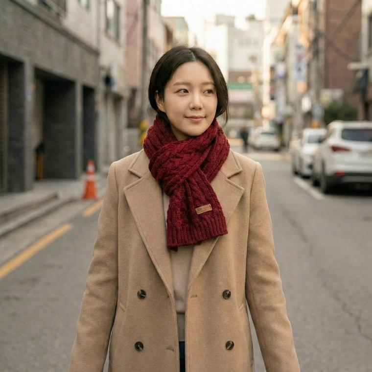 여자 겨울 왕 꽈배기 니트 목도리 커플 머플러 스키장 여행룩 우정템