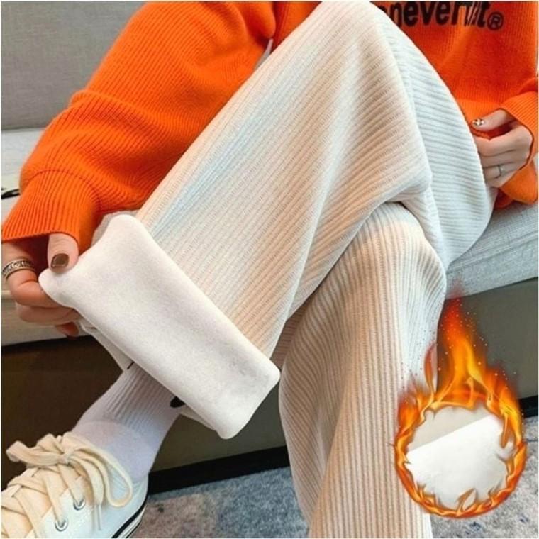 2color 겨울 밴딩팬츠 골덴바지 기모안감 와이드 여자 일자핏