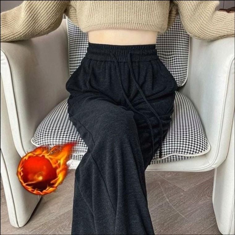 와이드핏 밴딩 일자팬츠 추리닝바지 겨울 여자 기모안감