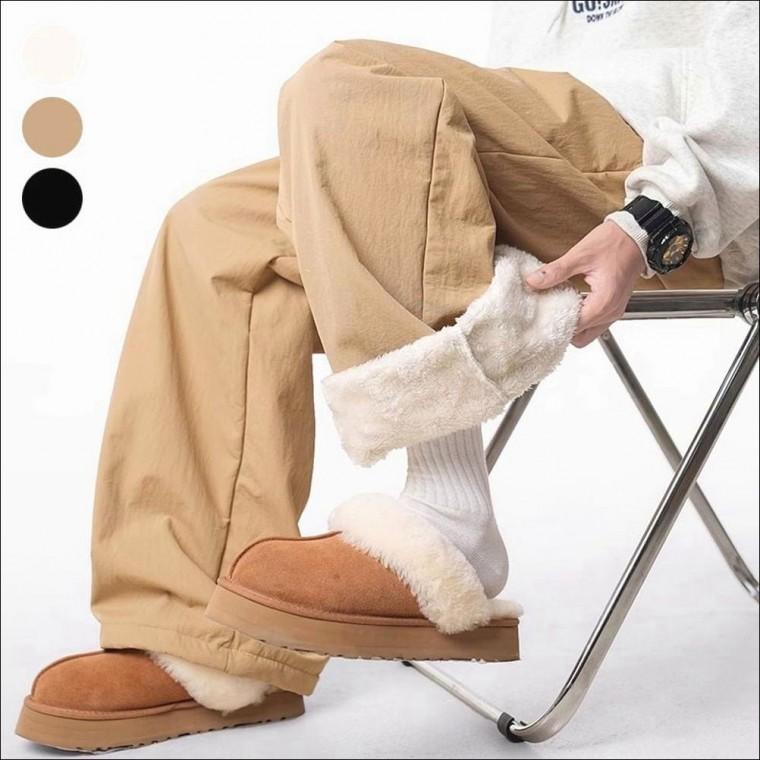 겨울 3color 남자 도톰 일자바지 와이드핏 퍼팬츠 기모안감