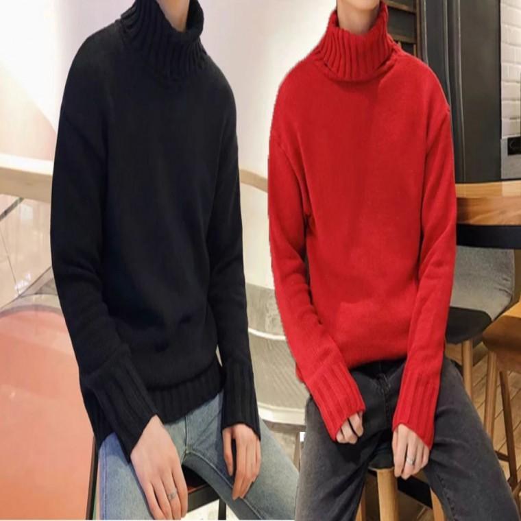 남자 겨울 베이직 니트 무지 터틀넥 폴라티 반목