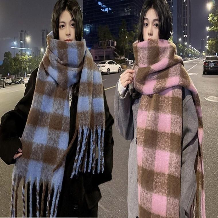 폭닥한 겨울 패턴 여자 목도리 빅사이즈 머플러 체크