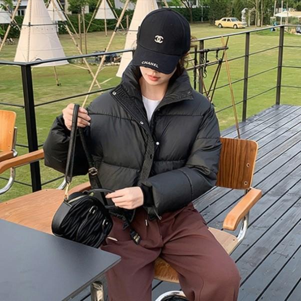 크롭 베이직 데일리 하이넥 보온 오버핏 겨울 아우터 점퍼 숏 패딩 여성