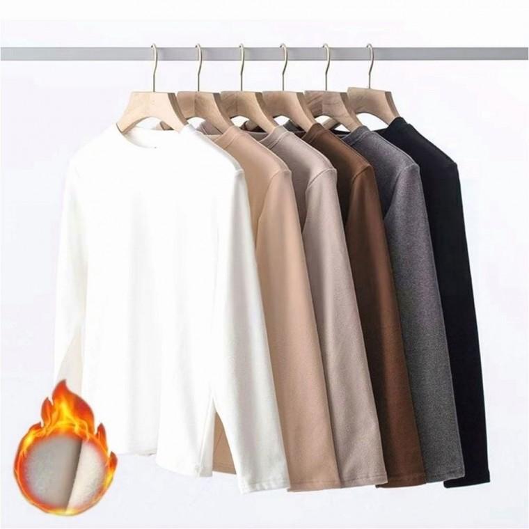 4color 겨울 기모 긴팔티 기모 무지 라운드넥 남자 이너티