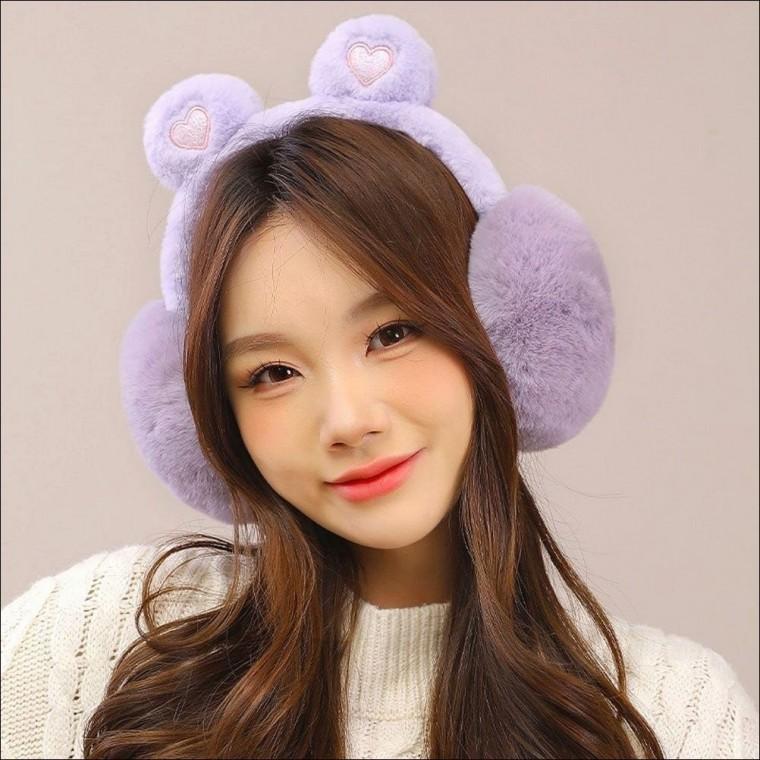 방한 귀덮개 5color 곰돌이 겨울 털귀마개 접이식