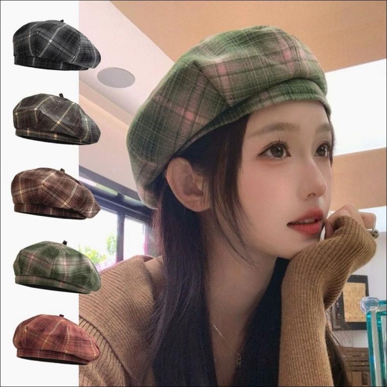 남자 모자 여자 가을 베레모 패턴 데일리 겨울 체크