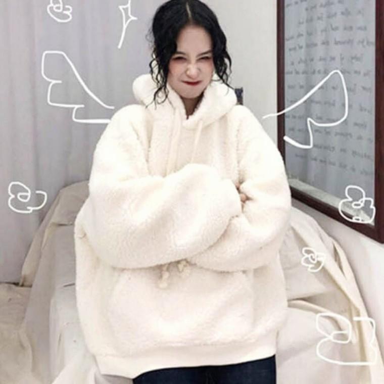 후드티 무지 오버핏 겨울 긴팔 여자 양털 뽀글이