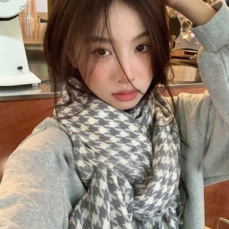 하운드체크 포근한 머플러 겨울 목도리 여자