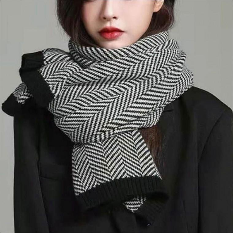 머플러 패턴 겨울 체크 헤링본 목도리 남녀공용 넥워머