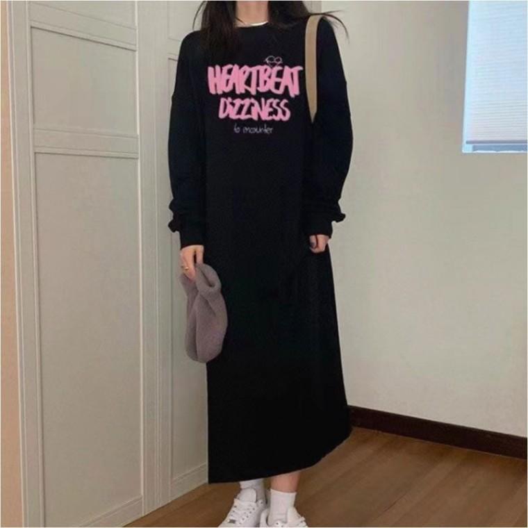 맨투맨 데일리 겨울 기모원피스 꾸안꾸 여자 롱원피스