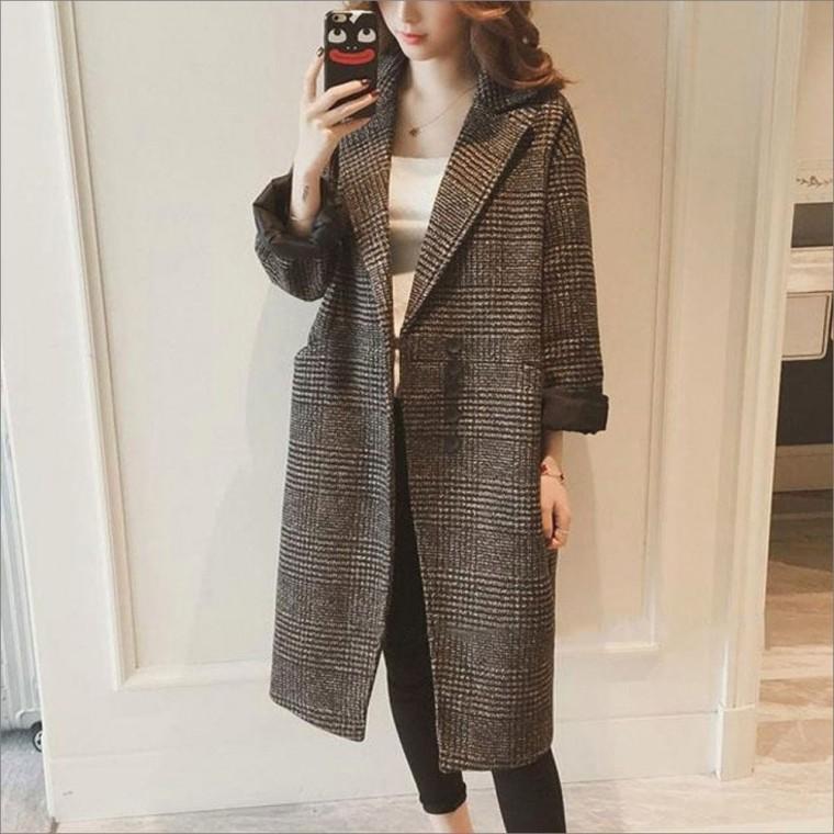 데일리 브라운톤 여자 체크코트 클래식 아우터 겨울