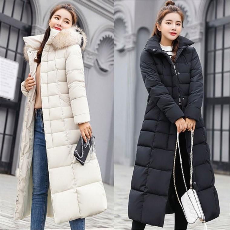 데일리 아우터 슬림 겨울 후드 롱패딩 탈부착 방한 여자