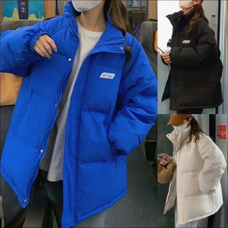 아우터 패딩점퍼 기장 여자 캐주얼 하이넥 겨울 하프 3color