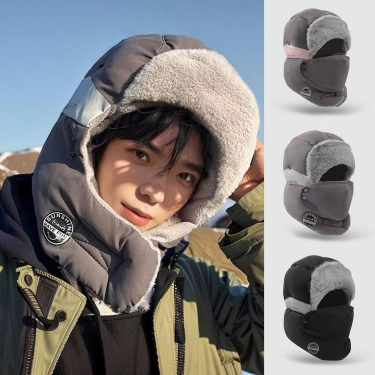남여공용 겨울 라이딩 마스크 귀달이 방한 모자 세트
