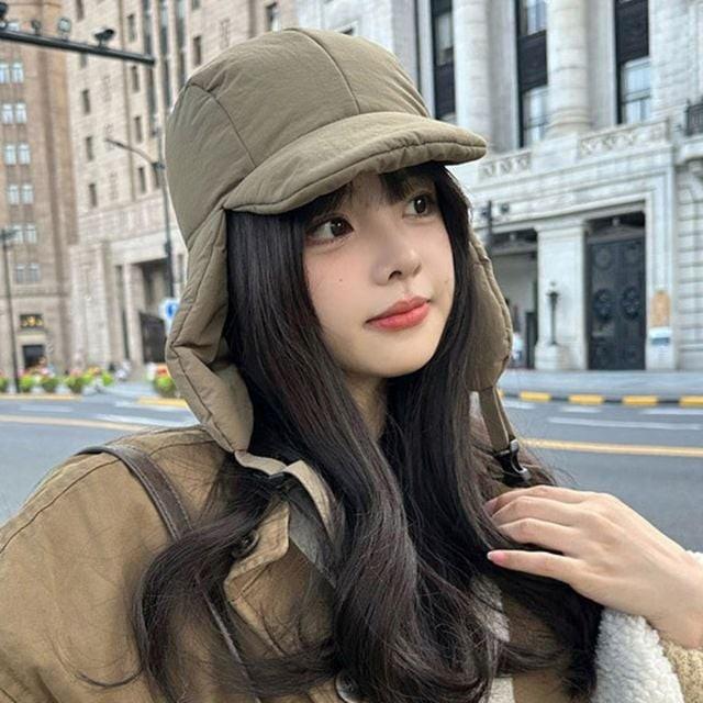 남여공용 겨울 패션 따뜻한 패딩 귀달이 캡 모자