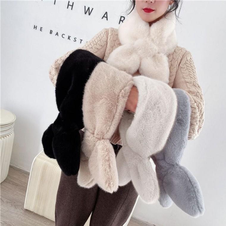 여성 겨울 따뜻한 느낌 인조퍼 소재 데일리 머플러