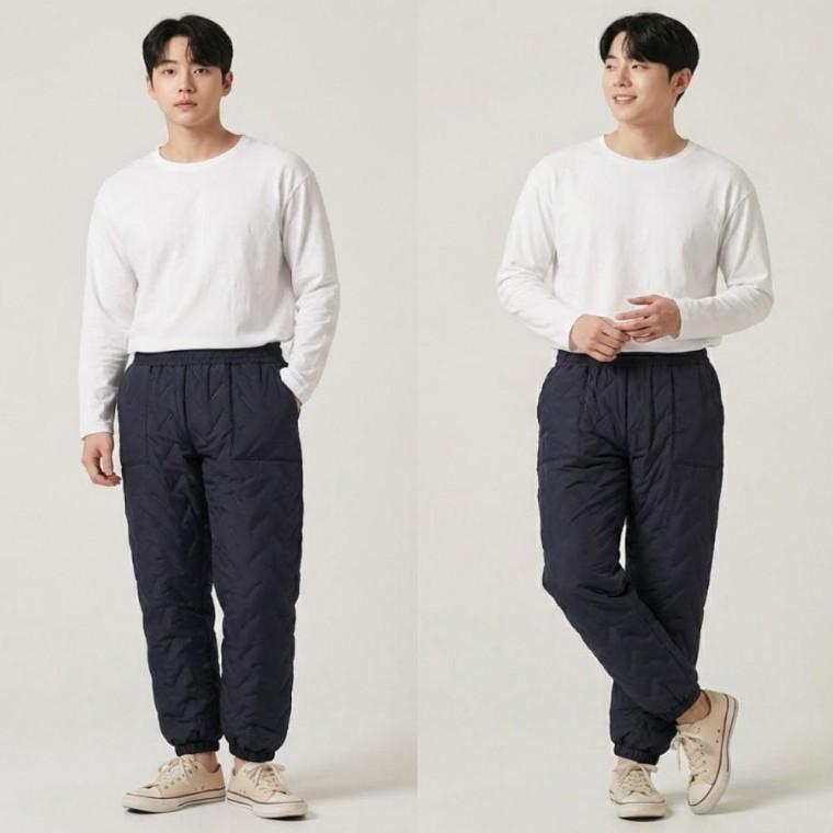 4컬러 남녀공용 웜 퀼팅 패딩바지 겨울 조거팬츠