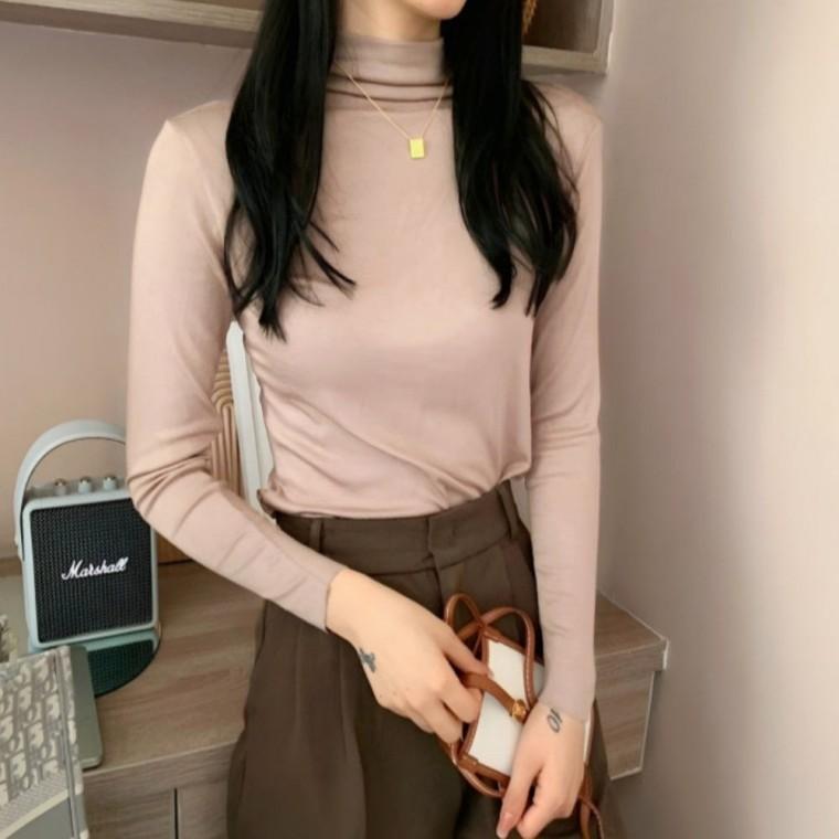 겨울 반목 무지 여자 니트 이너티셔츠 폴라티 데일리