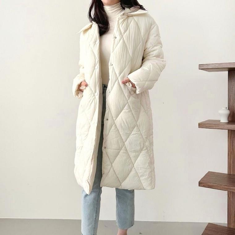3color 롱패딩 아우터 여자 웰론 겨울 퀄팅 충전재 누빔