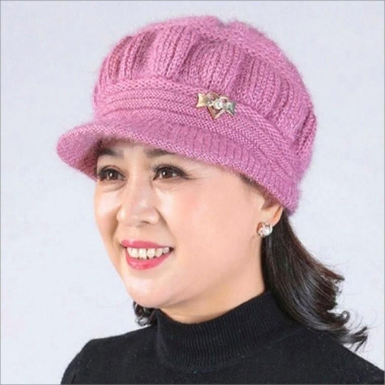 중년여자 헌팅캡 털모자 4color 펄니트 겨울 할머니모자
