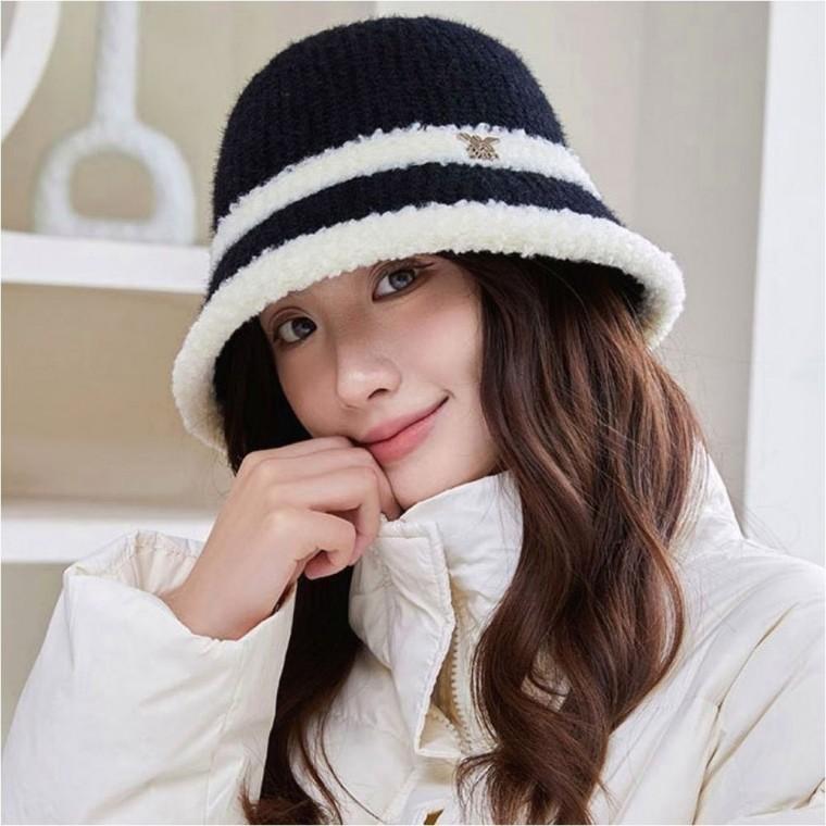 버킷햇 여자 5color 니트모자 배색 겨울 벙거지 쌩얼가림
