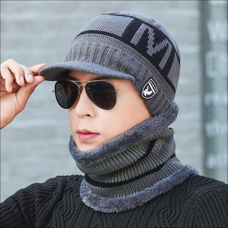 골프모자 방한모자 니트 챙비니 기모 겨울 넥워머세트
