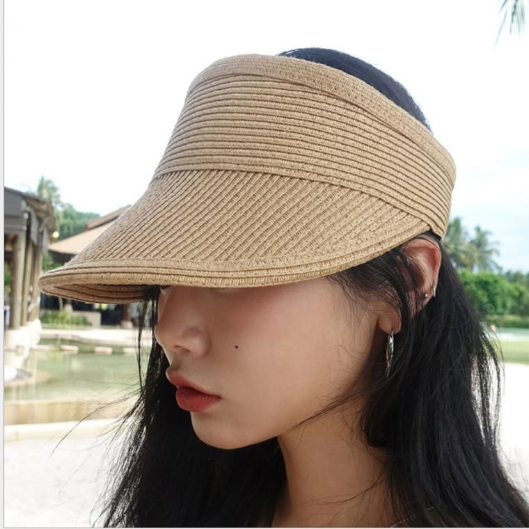 밀짚 찍찍이 썬캡 모자 여름 모자 왕골 라탄 라피아 사파리 모자 여성 여자