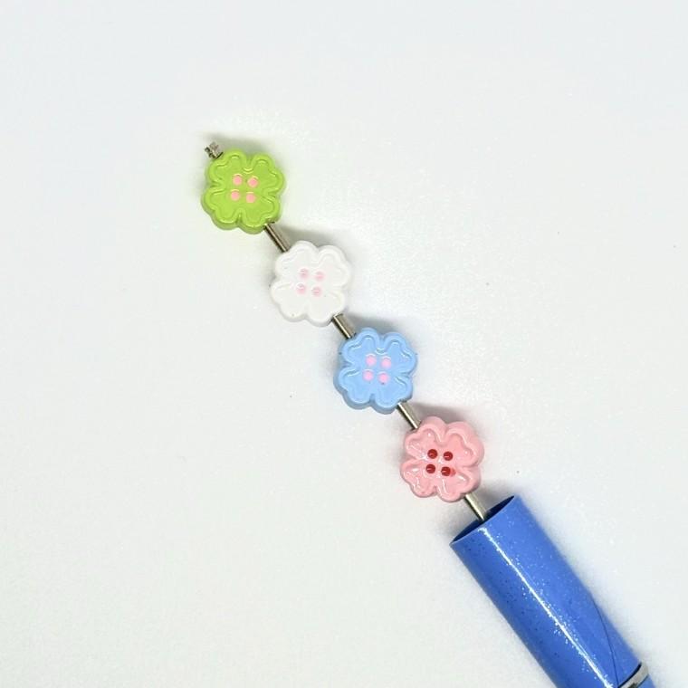 볼펜꾸미기 볼꾸 동대문 꾸미기 DIY 캐릭터 알록달록 미니 네잎클로버 클로버 컬러 행운 럭키 단추