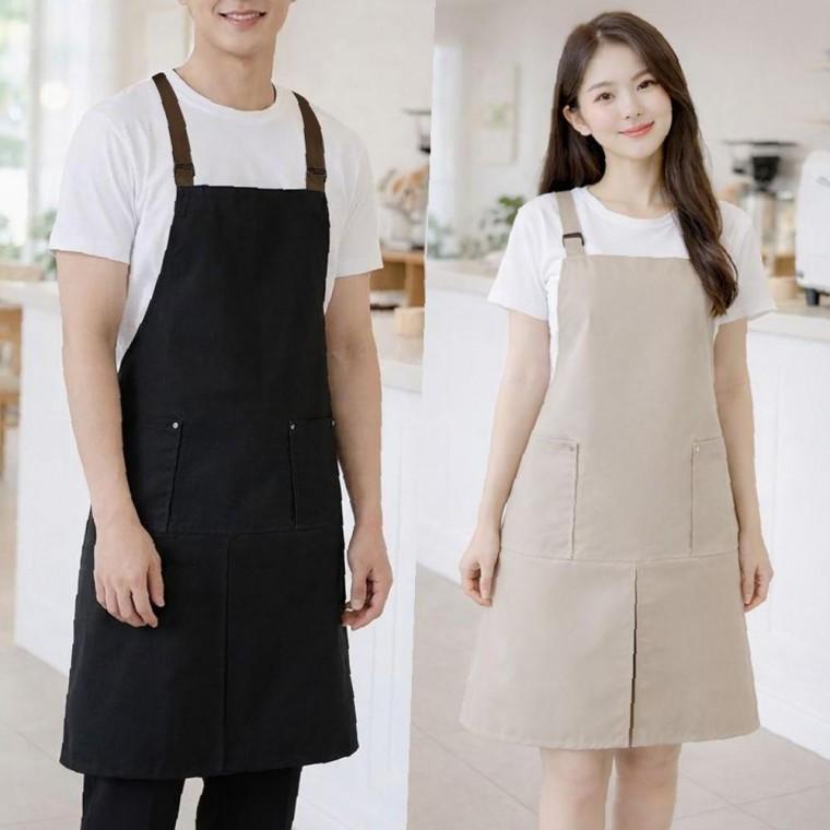 앞트임 강력 방수 앞치마 주문제작 카페 어린이집 미용실 3컬러