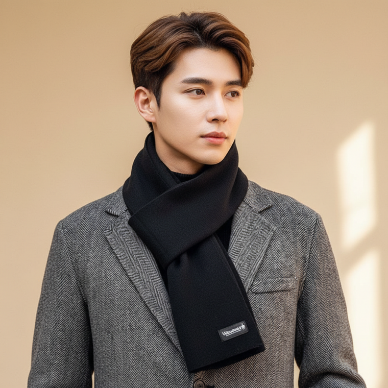 남성용 겨울 방한용 울 목도리 보온 스카프