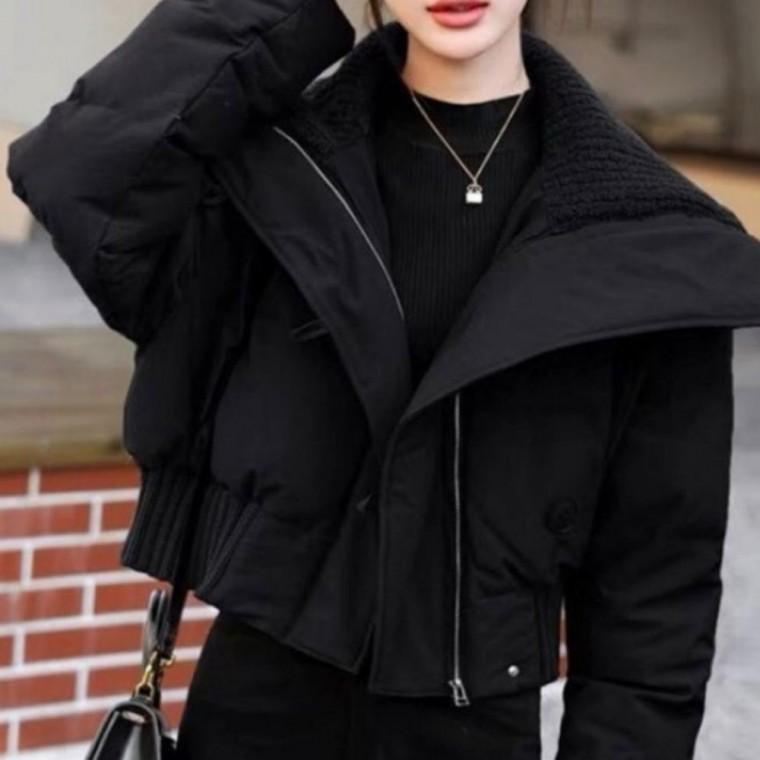 우터 겨울 크롭 패딩 여성아 카라 숏 숏패딩 오버핏