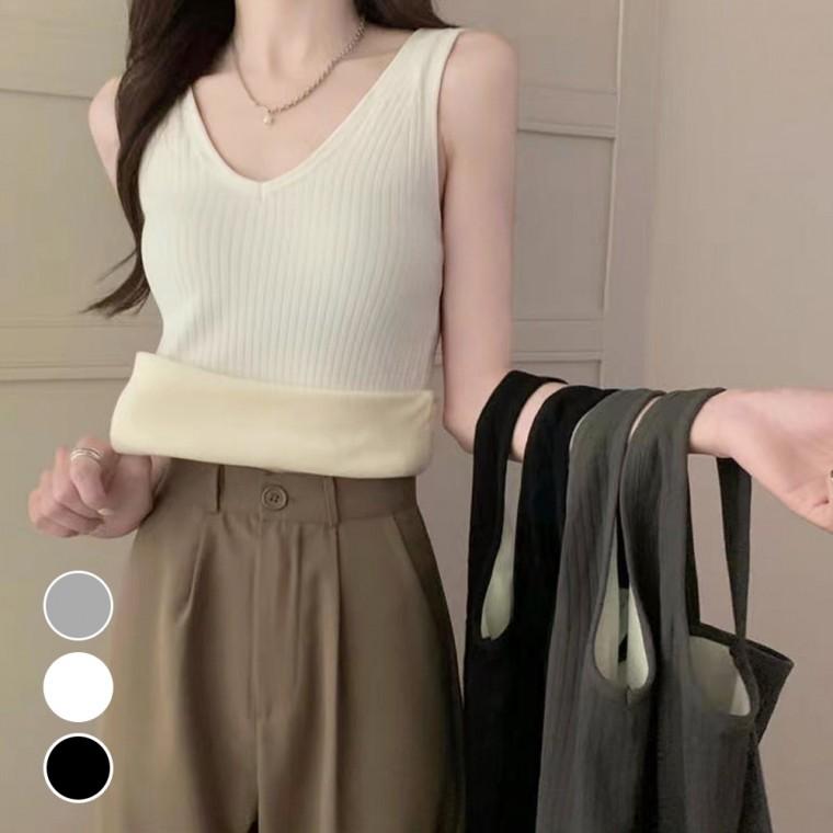 여성 따뜻한 기모 골지 겨울철 이너 아이탬 나시티